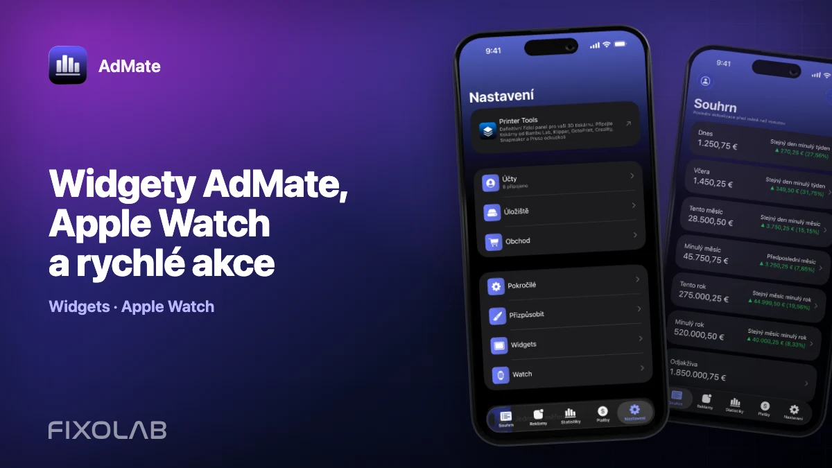 Widgety AdMate, Apple Watch a rychlé akce
