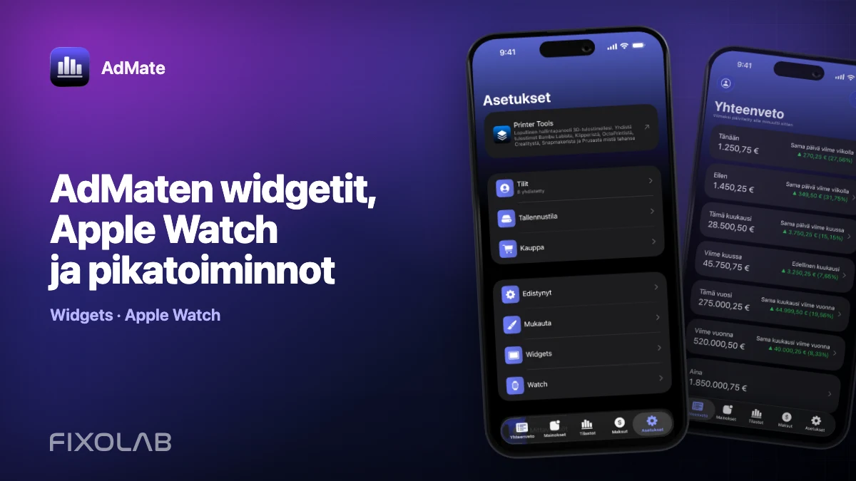 AdMaten widgetit, Apple Watch ja pikatoiminnot