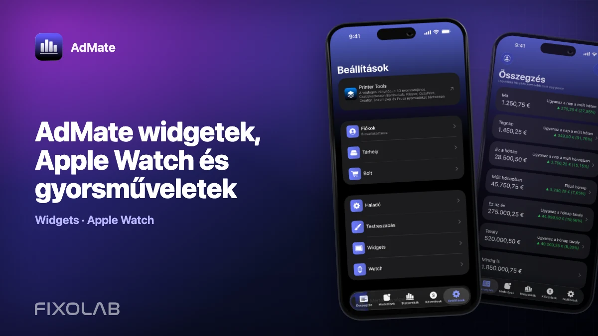 AdMate widgetek, Apple Watch és gyorsműveletek
