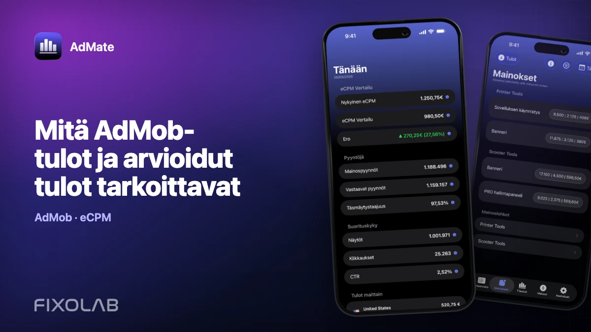 Mitä AdMob-tulot ja arvioidut tulot tarkoittavat