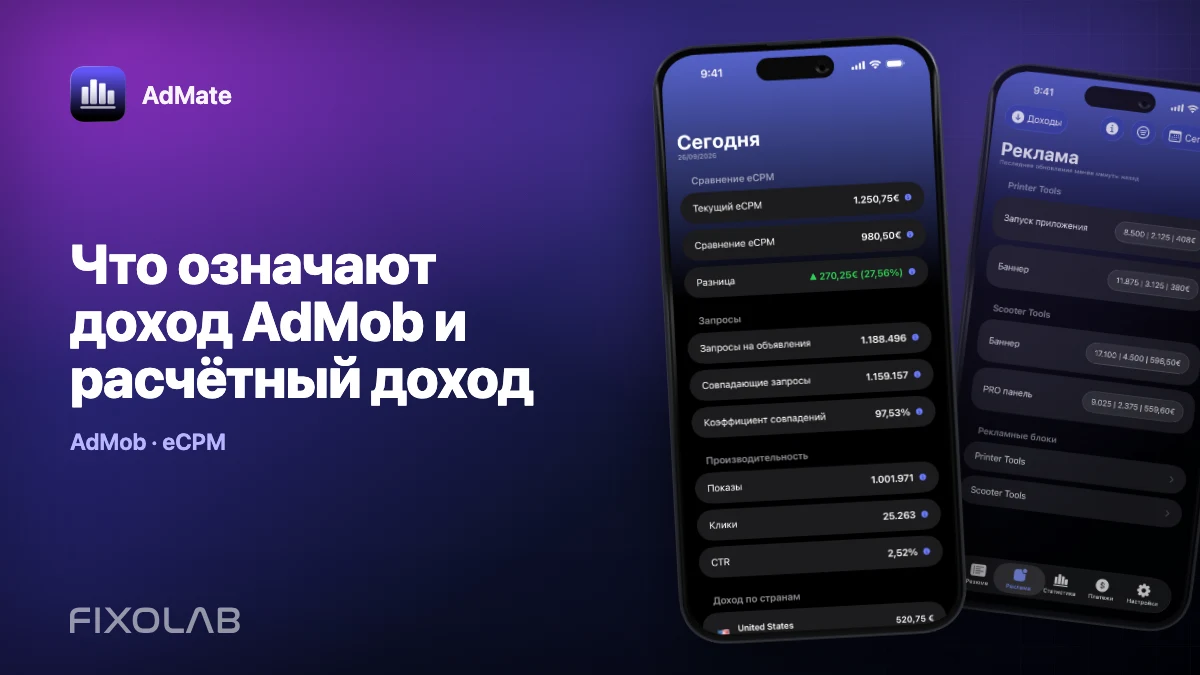 Что означают доход AdMob и расчётный доход