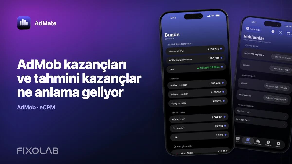 AdMob kazançları ve tahmini kazançlar ne anlama geliyor