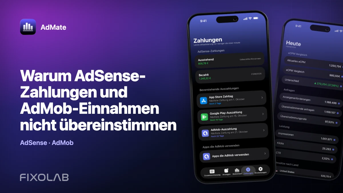 Warum AdSense-Zahlungen und AdMob-Einnahmen nicht übereinstimmen