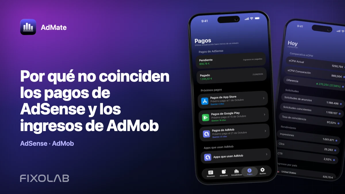 Por qué no coinciden los pagos de AdSense y los ingresos de AdMob
