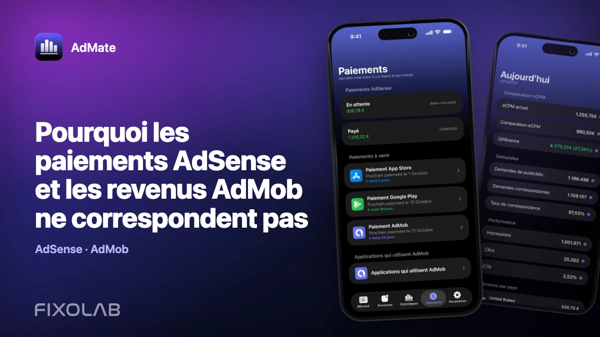 Pourquoi les paiements AdSense et les revenus AdMob ne correspondent pas