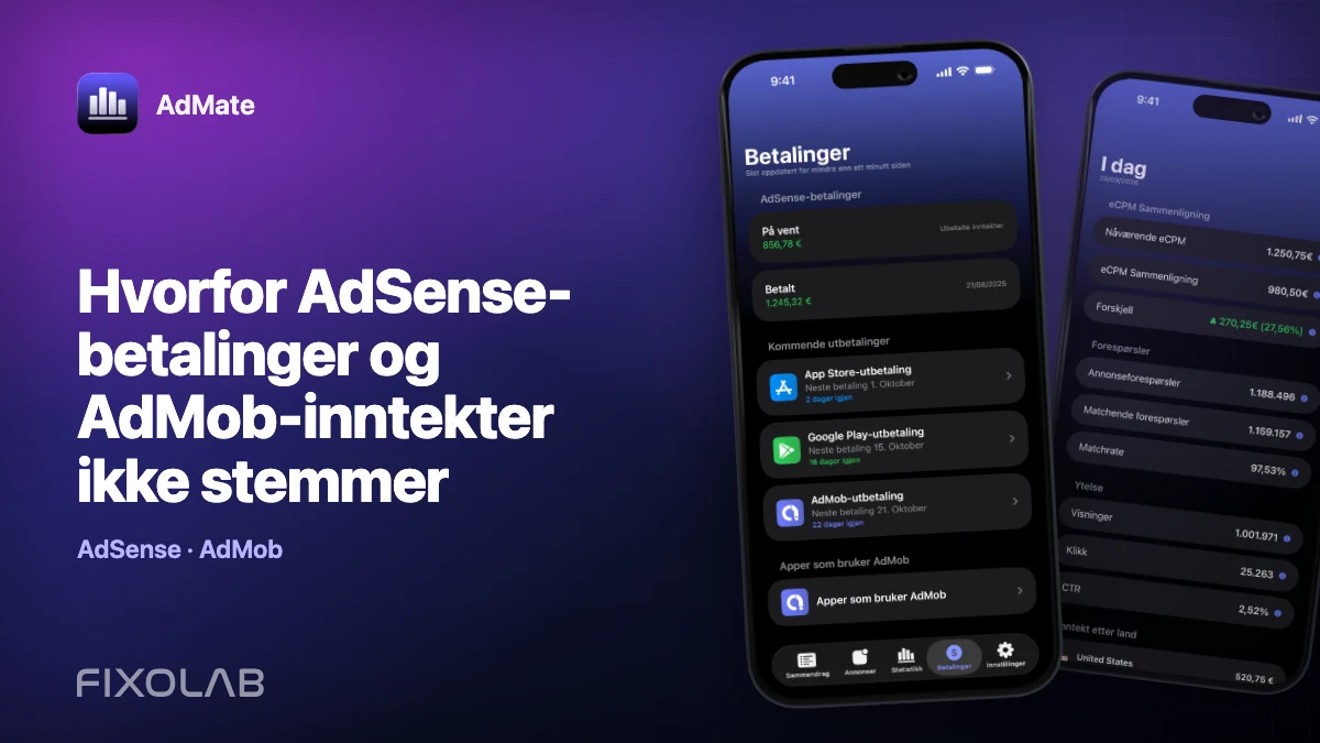 Hvorfor AdSense-betalinger og AdMob-inntekter ikke stemmer