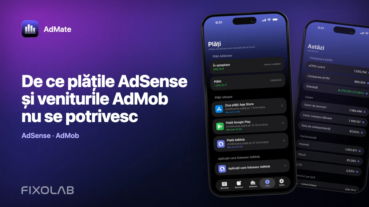 De ce plățile AdSense și veniturile AdMob nu se potrivesc