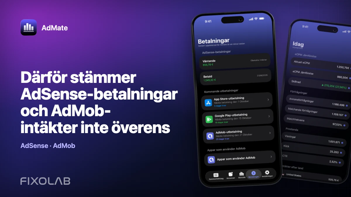 Därför stämmer AdSense-betalningar och AdMob-intäkter inte överens