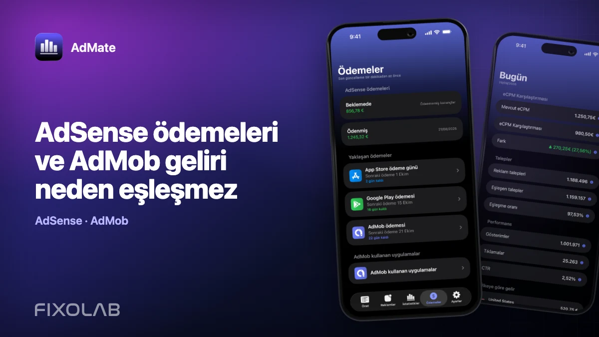 AdSense ödemeleri ve AdMob geliri neden eşleşmez