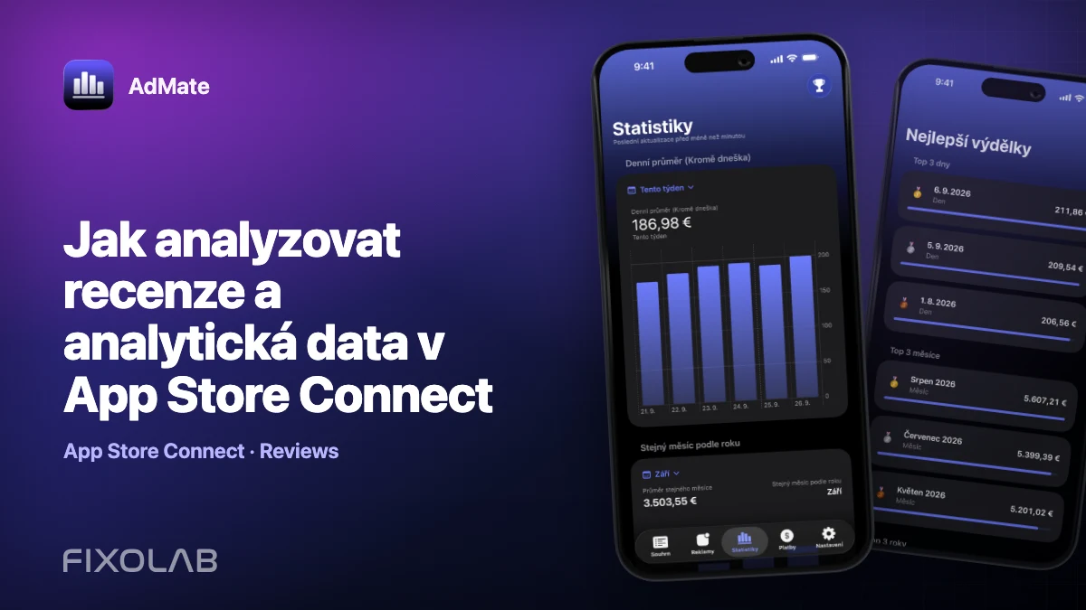 Jak analyzovat recenze a analytická data v App Store Connect