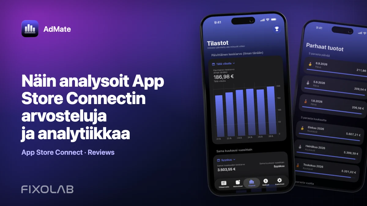 Näin analysoit App Store Connectin arvosteluja ja analytiikkaa