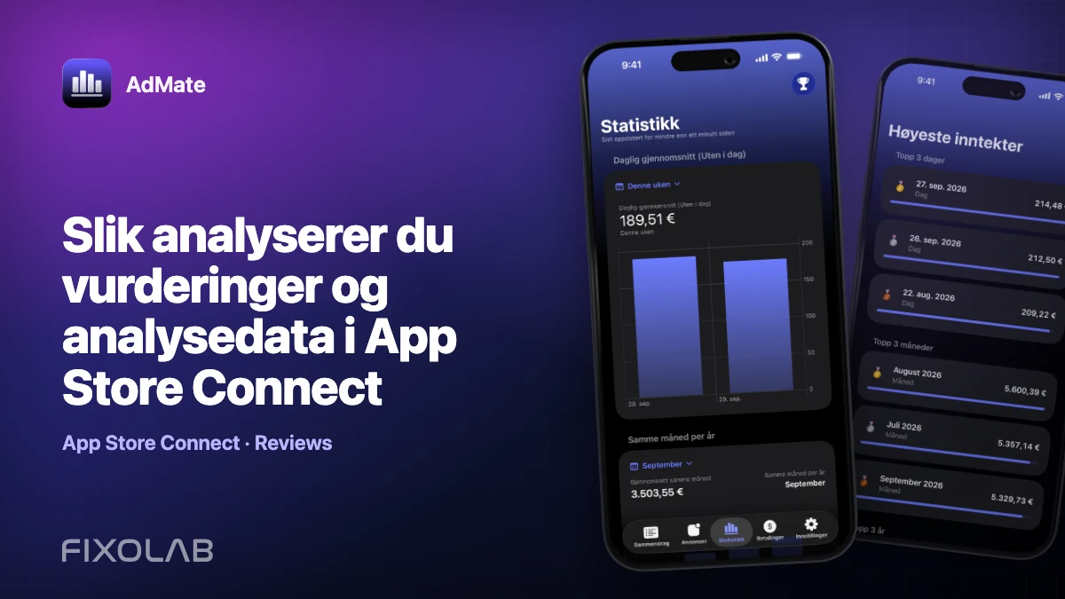 Slik analyserer du vurderinger og analysedata i App Store Connect