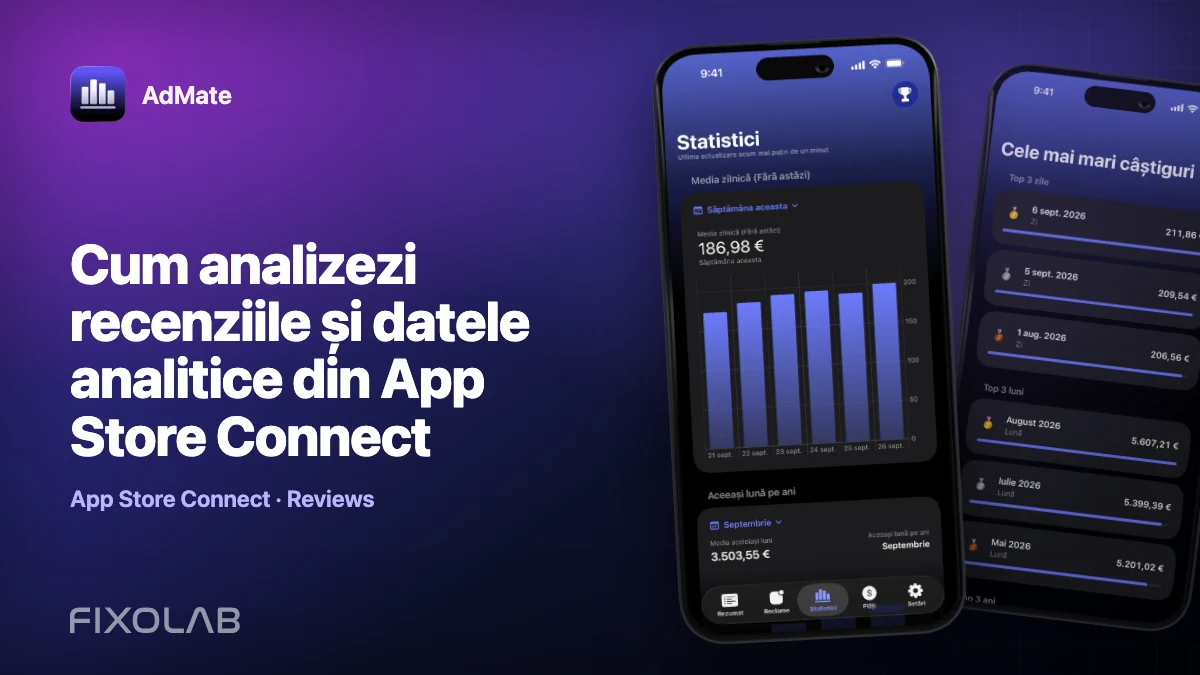 Cum analizezi recenziile și datele analitice din App Store Connect