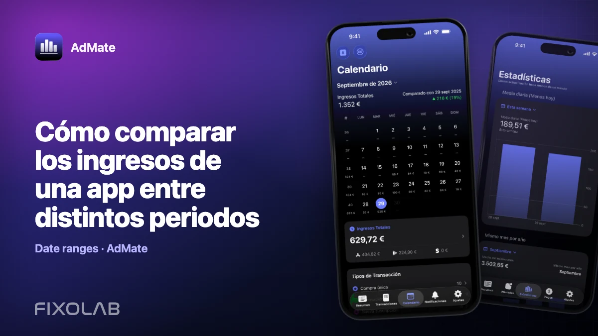 Cómo comparar los ingresos de una app entre distintos periodos