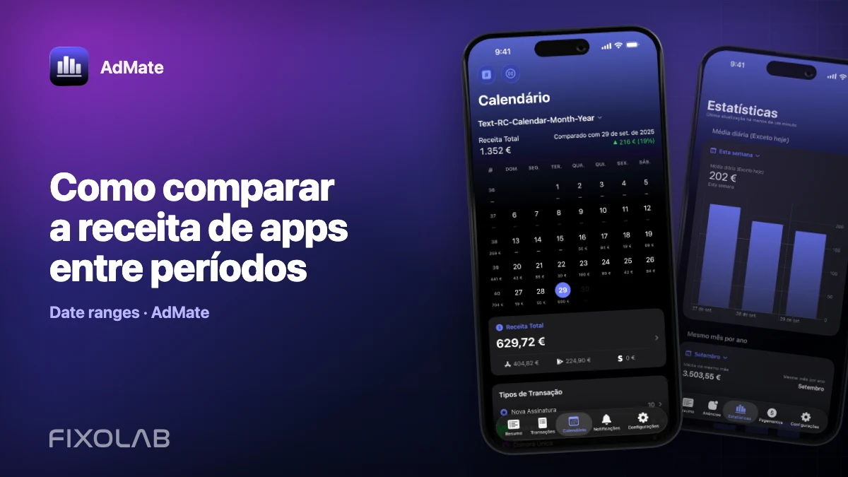 Como comparar a receita de apps entre períodos