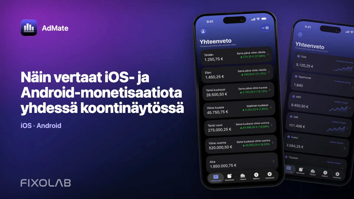 Näin vertaat iOS- ja Android-monetisaatiota yhdessä koontinäytössä