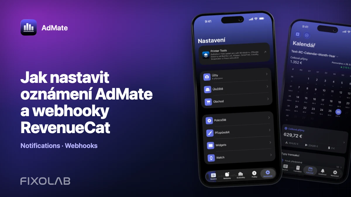 Jak nastavit oznámení AdMate a webhooky RevenueCat