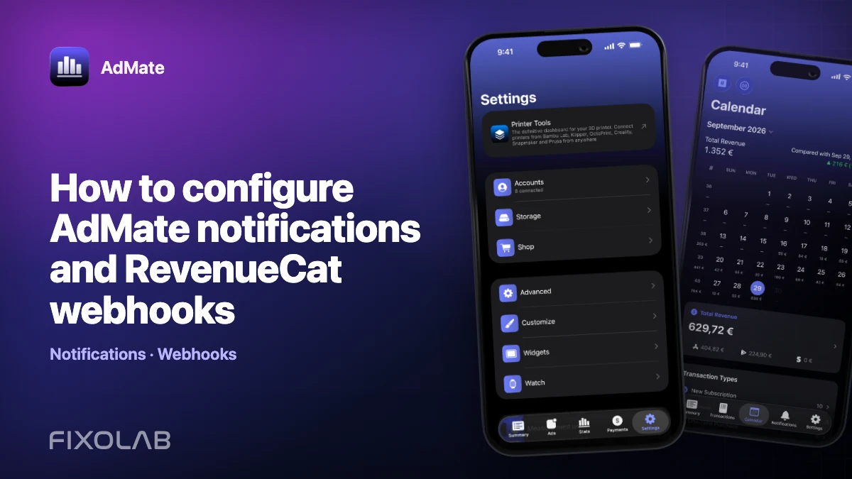 How to configure AdMate notifications and RevenueCat webhooks