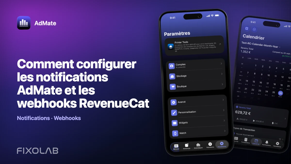 Comment configurer les notifications AdMate et les webhooks RevenueCat Comment configurer les notifications AdMate et les webhooks RevenueCat