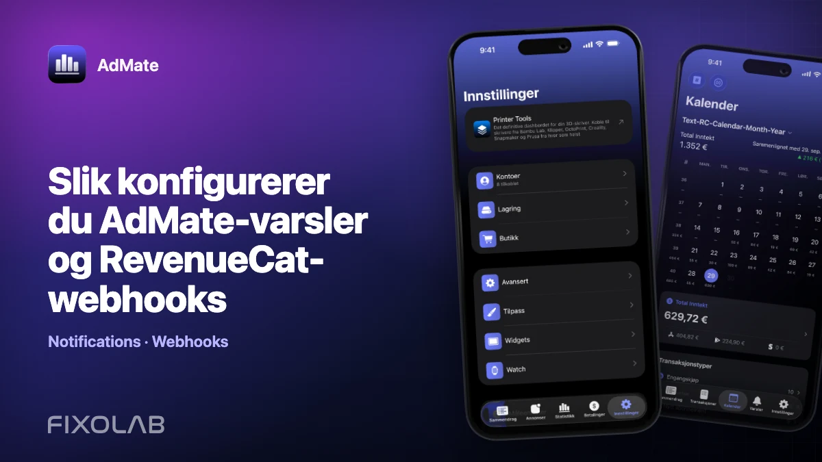 Slik konfigurerer du AdMate-varsler og RevenueCat-webhooks Slik konfigurerer du AdMate-varsler og RevenueCat-webhooks