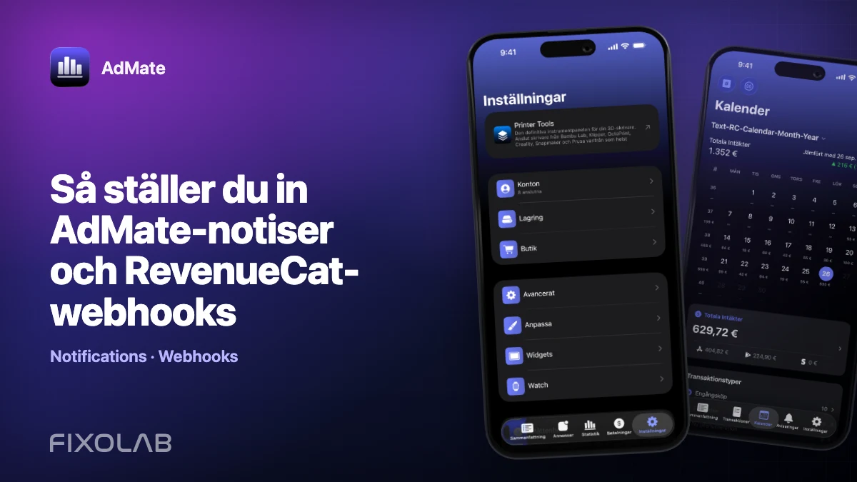 Så ställer du in AdMate-notiser och RevenueCat-webhooks Så ställer du in AdMate-notiser och RevenueCat-webhooks