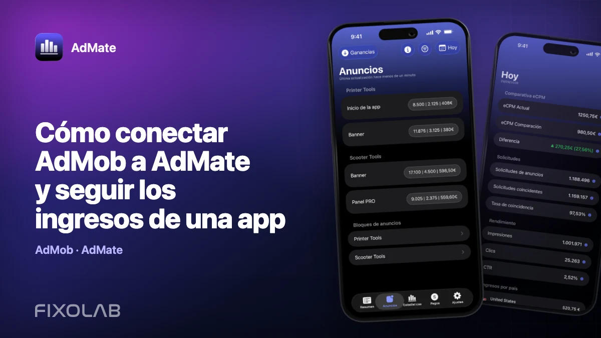 Cómo conectar AdMob a AdMate y seguir los ingresos de una app