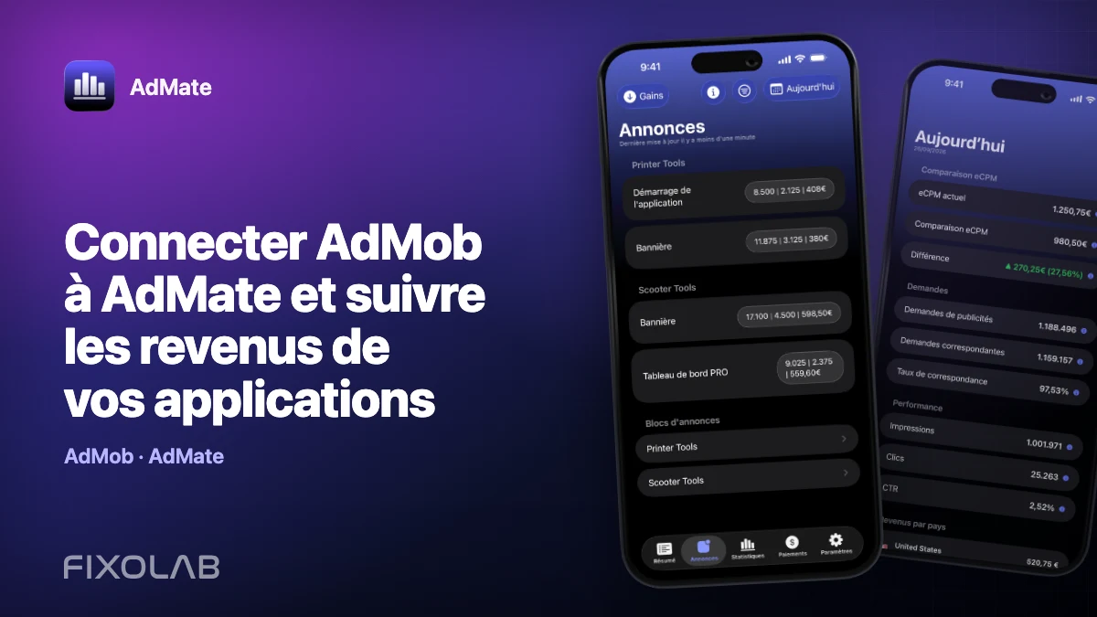 Connecter AdMob à AdMate et suivre les revenus de vos applications
