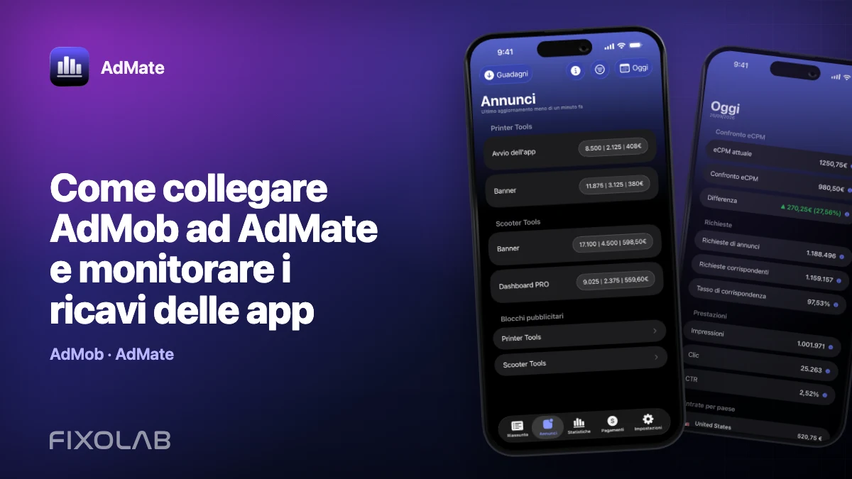 Come collegare AdMob ad AdMate e monitorare i ricavi delle app