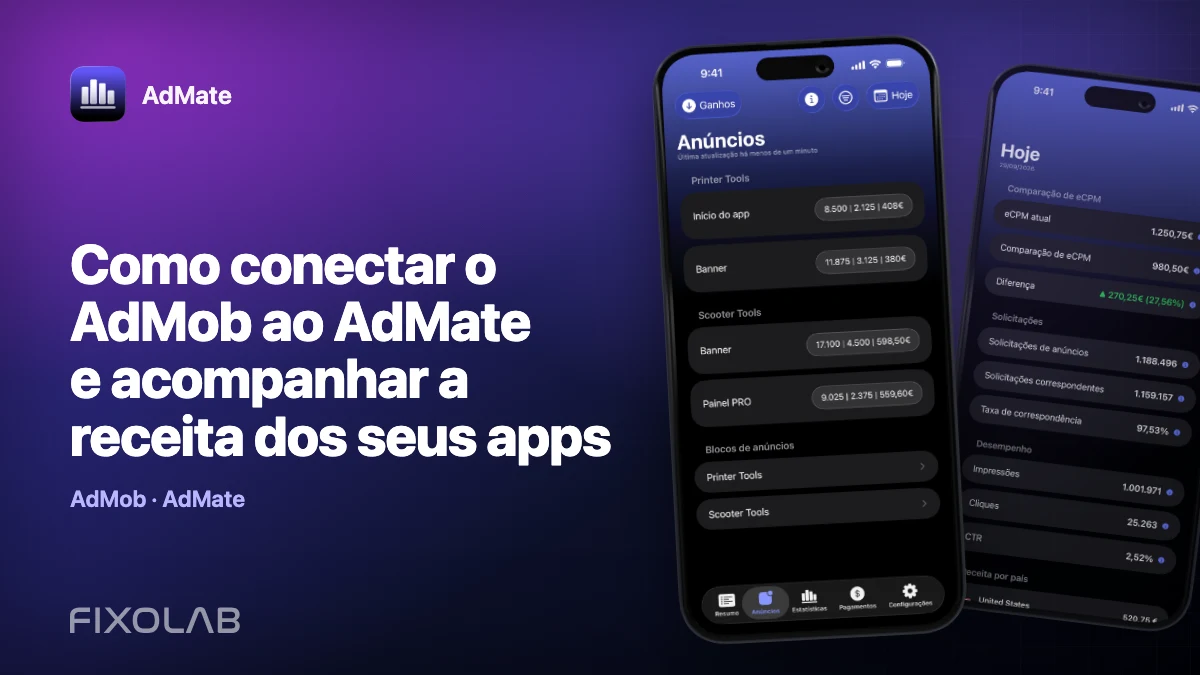 Como conectar o AdMob ao AdMate e acompanhar a receita dos seus apps