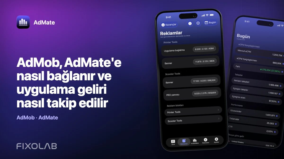 AdMob, AdMate'e nasıl bağlanır ve uygulama geliri nasıl takip edilir