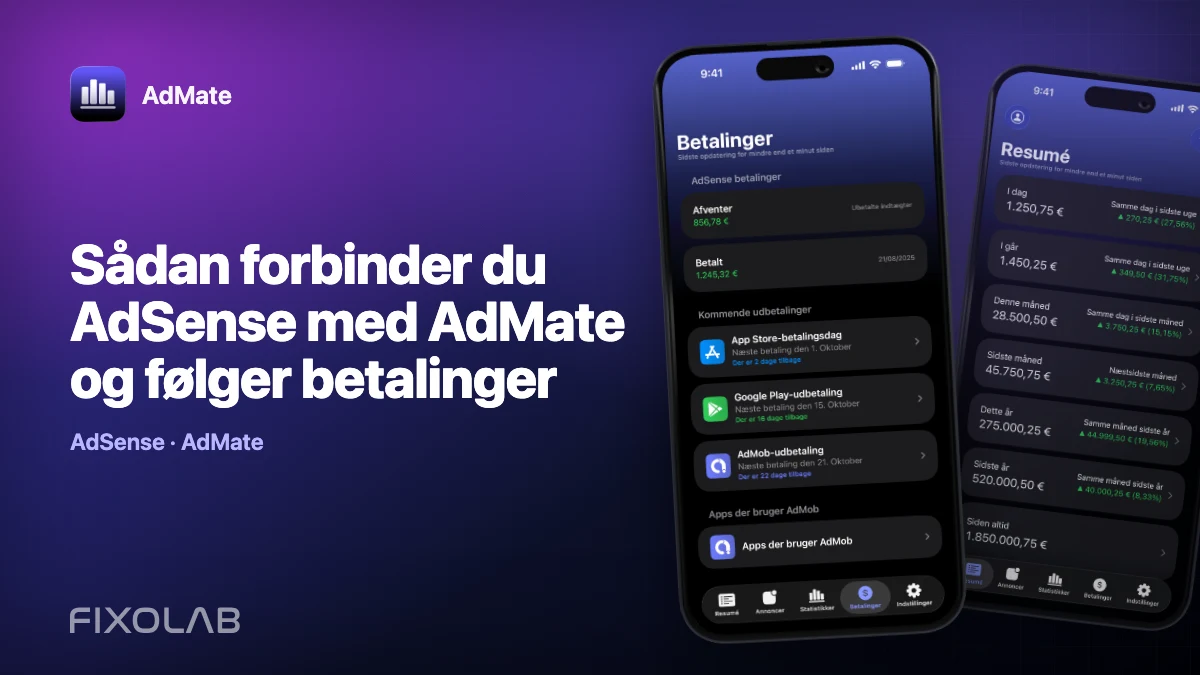 Sådan forbinder du AdSense med AdMate og følger betalinger