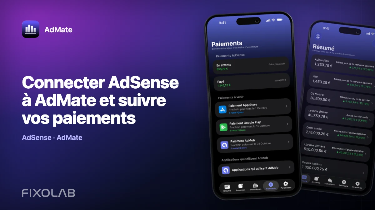 Connecter AdSense à AdMate et suivre vos paiements