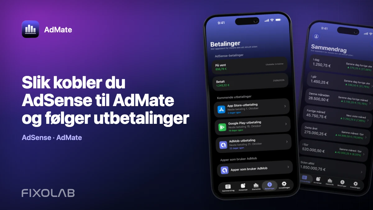 Slik kobler du AdSense til AdMate og følger utbetalinger
