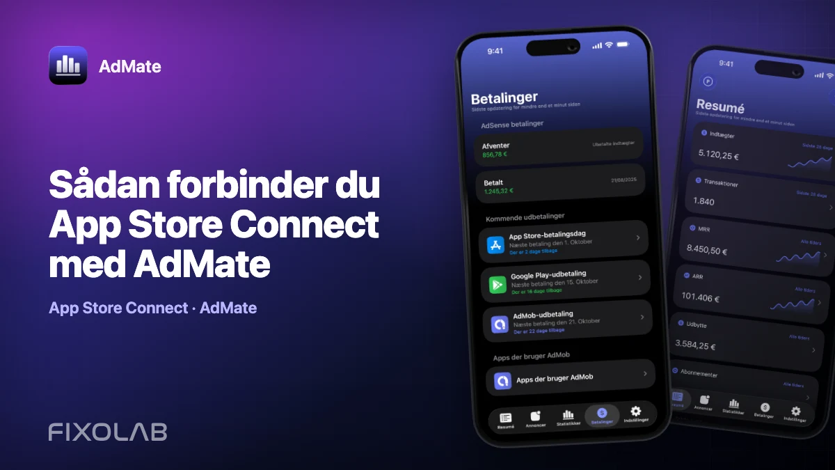 Sådan forbinder du App Store Connect med AdMate