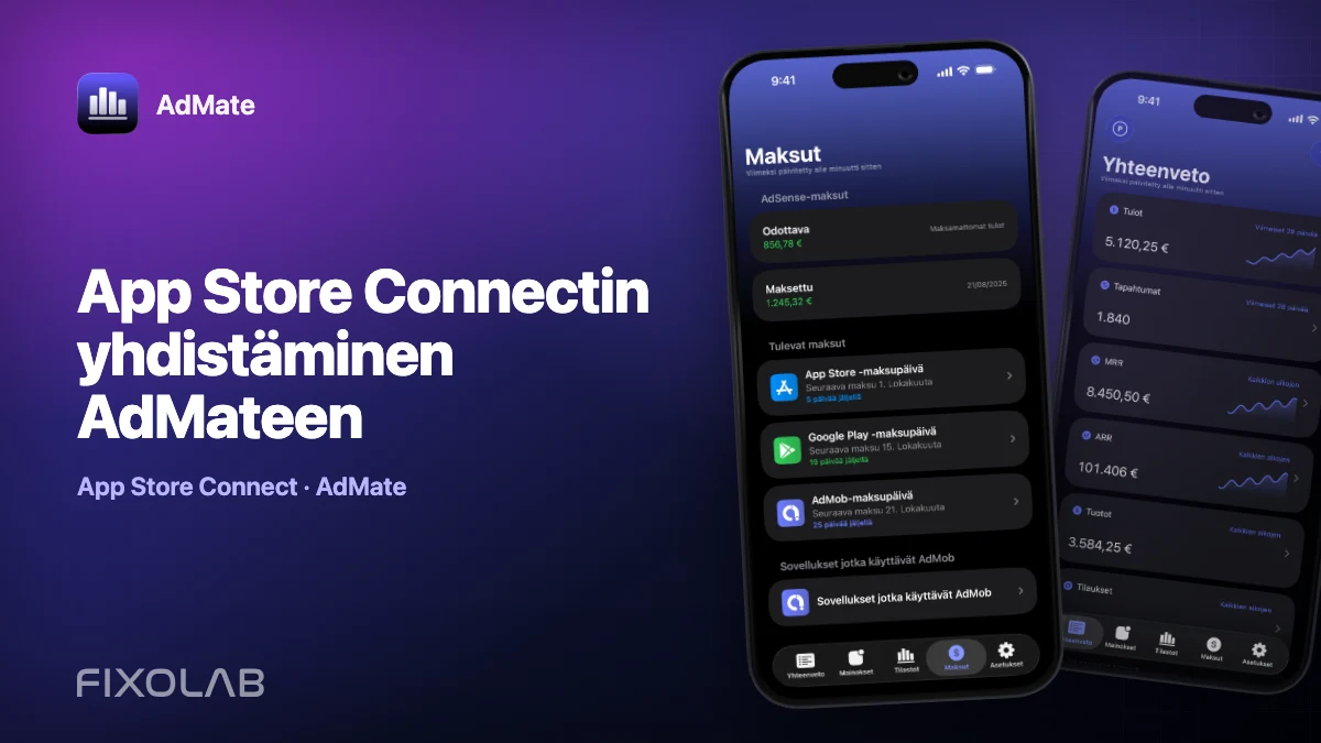 App Store Connectin yhdistäminen AdMateen