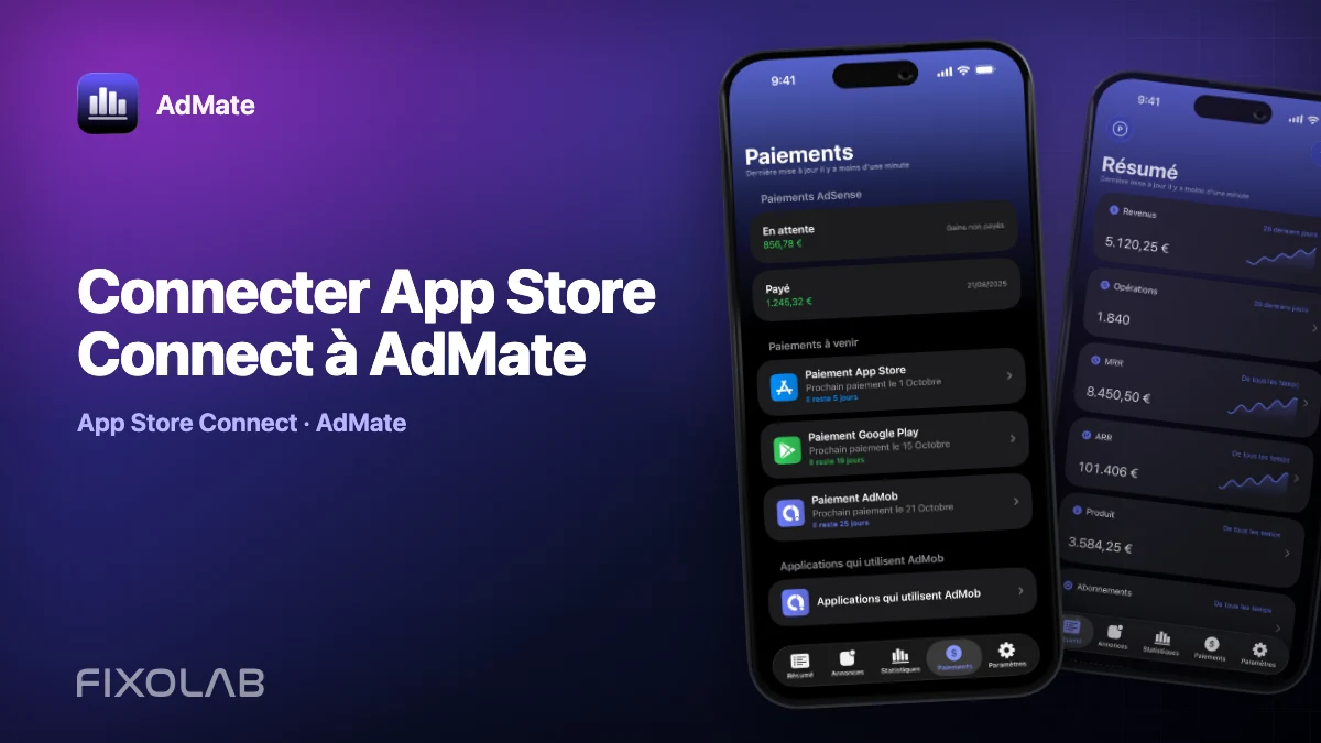 Connecter App Store Connect à AdMate