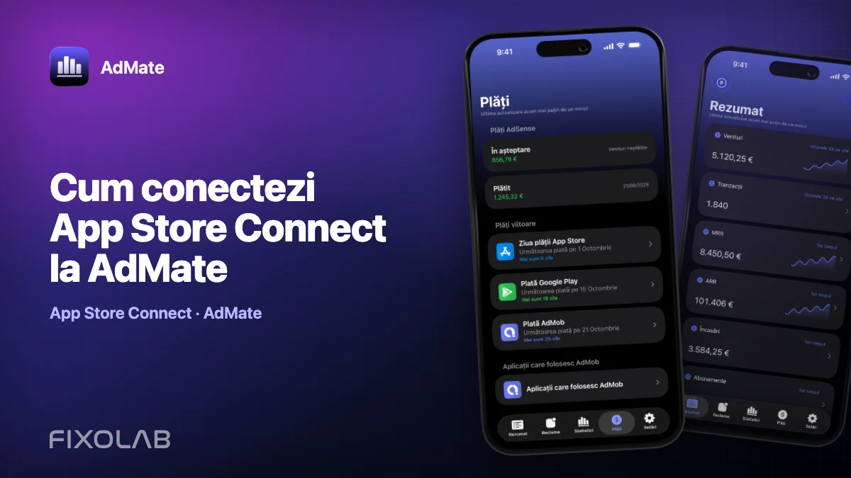 Cum conectezi App Store Connect la AdMate