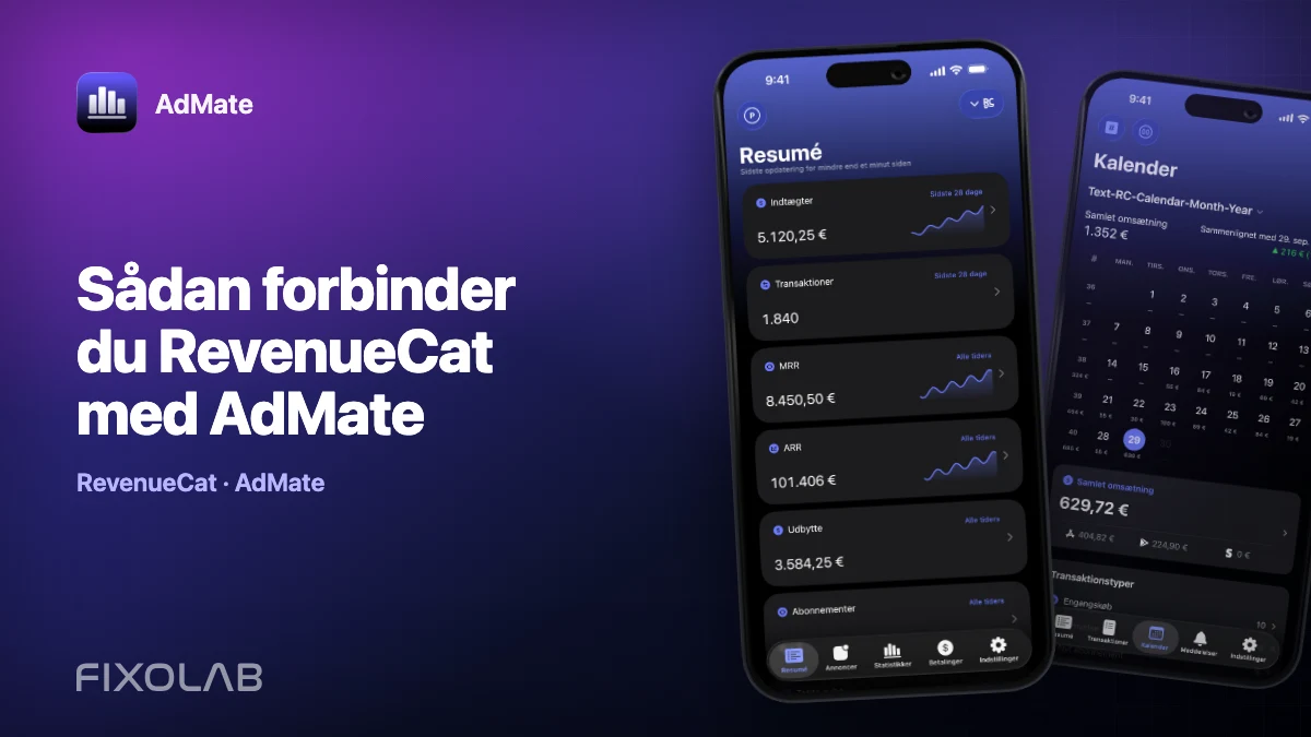 Sådan forbinder du RevenueCat med AdMate
