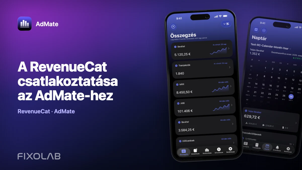 A RevenueCat csatlakoztatása az AdMate-hez