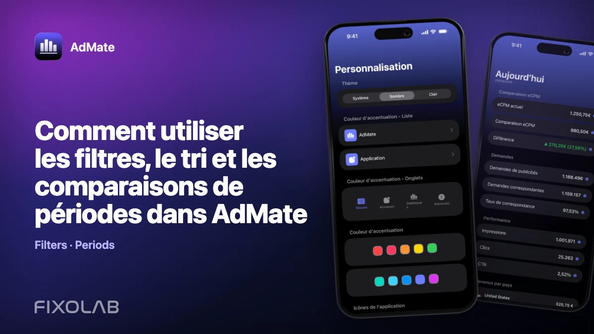 Comment utiliser les filtres, le tri et les comparaisons de périodes dans AdMate