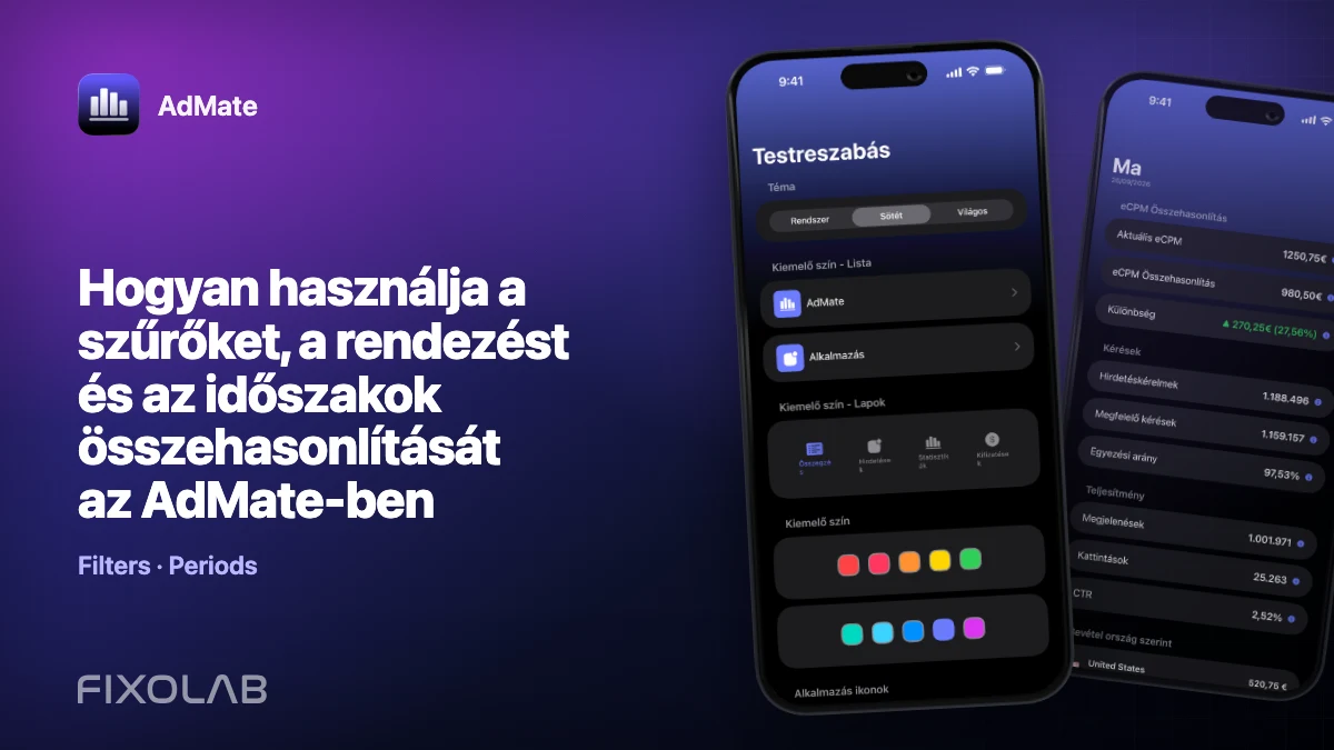Hogyan használja a szűrőket, a rendezést és az időszakok összehasonlítását az AdMate-ben