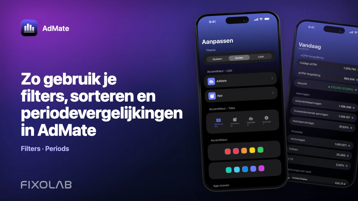 Zo gebruik je filters, sorteren en periodevergelijkingen in AdMate