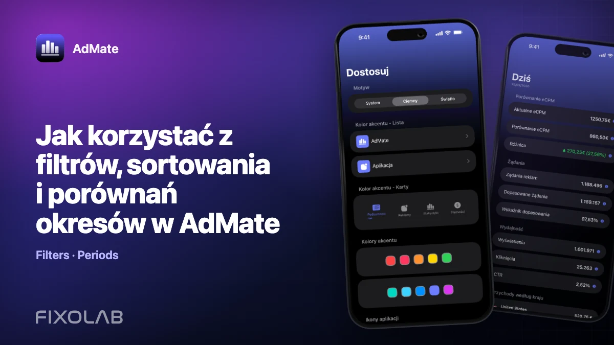 Jak korzystać z filtrów, sortowania i porównań okresów w AdMate