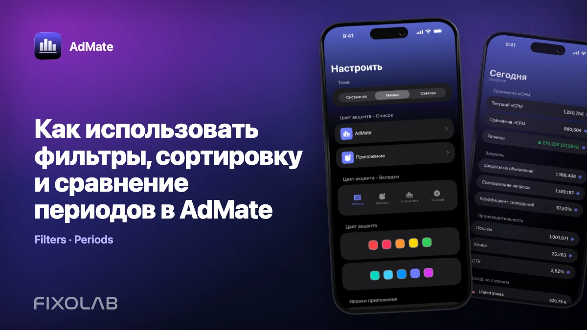 Как использовать фильтры, сортировку и сравнение периодов в AdMate Как использовать фильтры, сортировку и сравнение периодов в AdMate