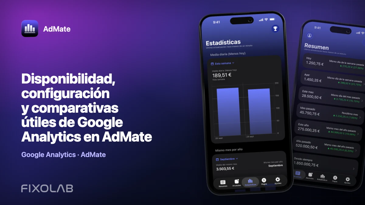 Disponibilidad, configuración y comparativas útiles de Google Analytics en AdMate Disponibilidad, configuración y comparativas útiles de Google Analytics en AdMate