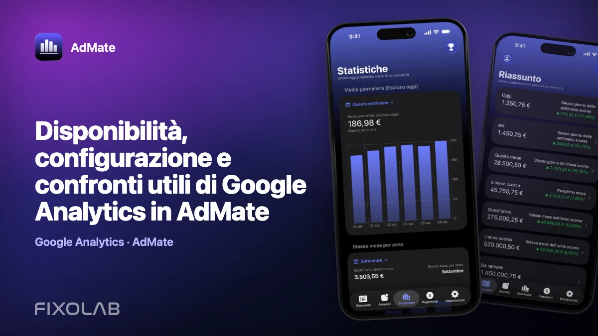 Disponibilità, configurazione e confronti utili di Google Analytics in AdMate Disponibilità, configurazione e confronti utili di Google Analytics in AdMate