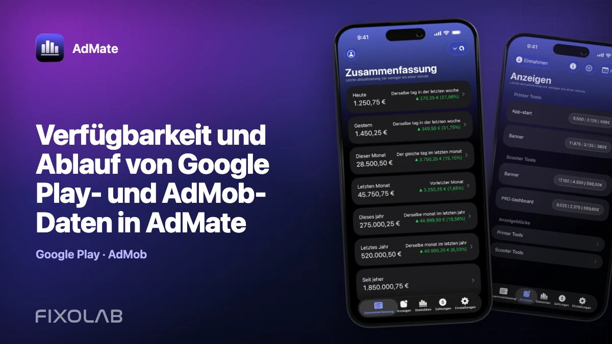 Verfügbarkeit und Ablauf von Google Play- und AdMob-Daten in AdMate