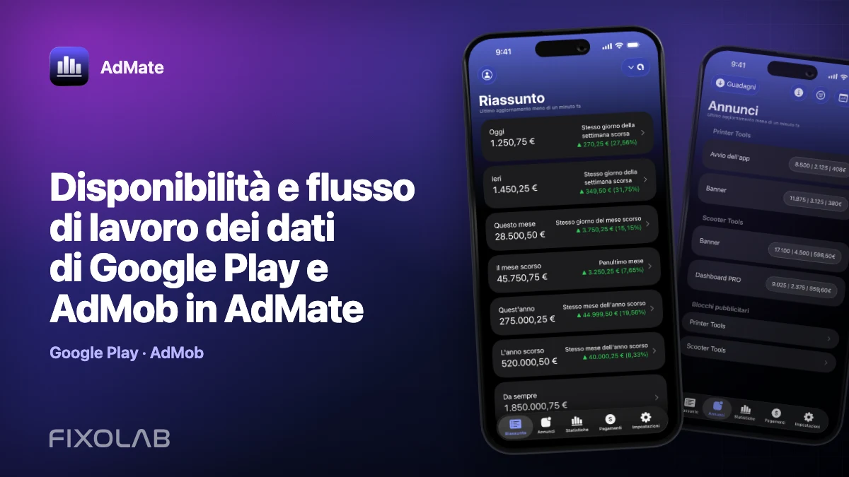 Disponibilità e flusso di lavoro dei dati di Google Play e AdMob in AdMate