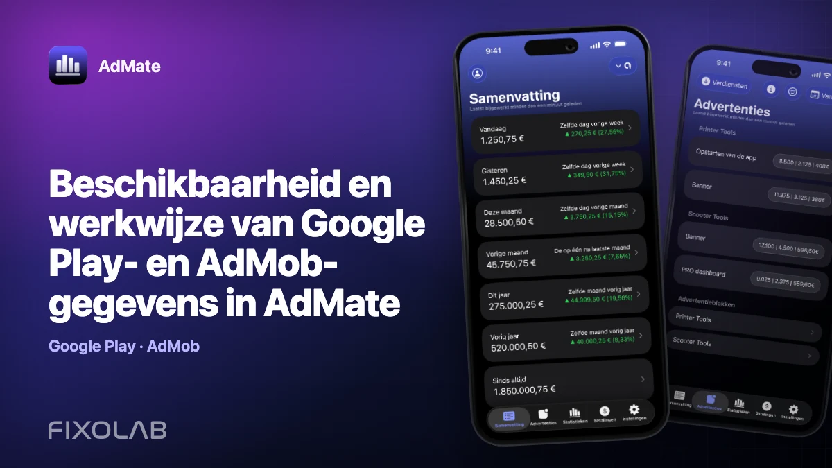Beschikbaarheid en werkwijze van Google Play- en AdMob-gegevens in AdMate