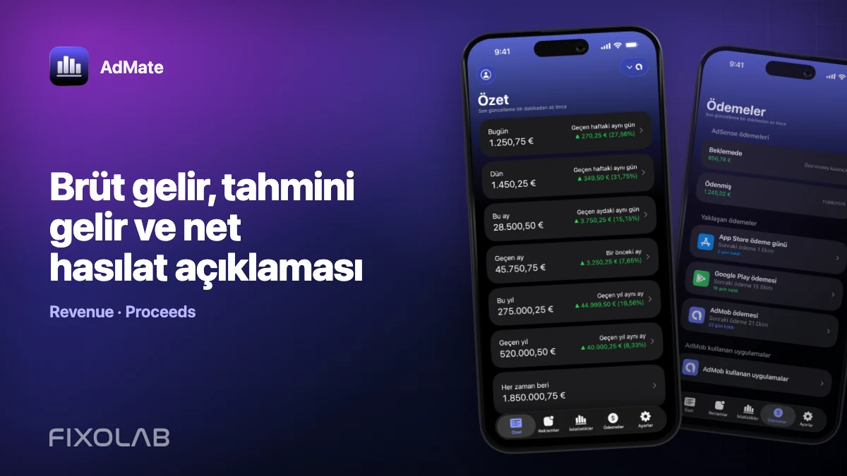 Brüt gelir, tahmini gelir ve net hasılat açıklaması